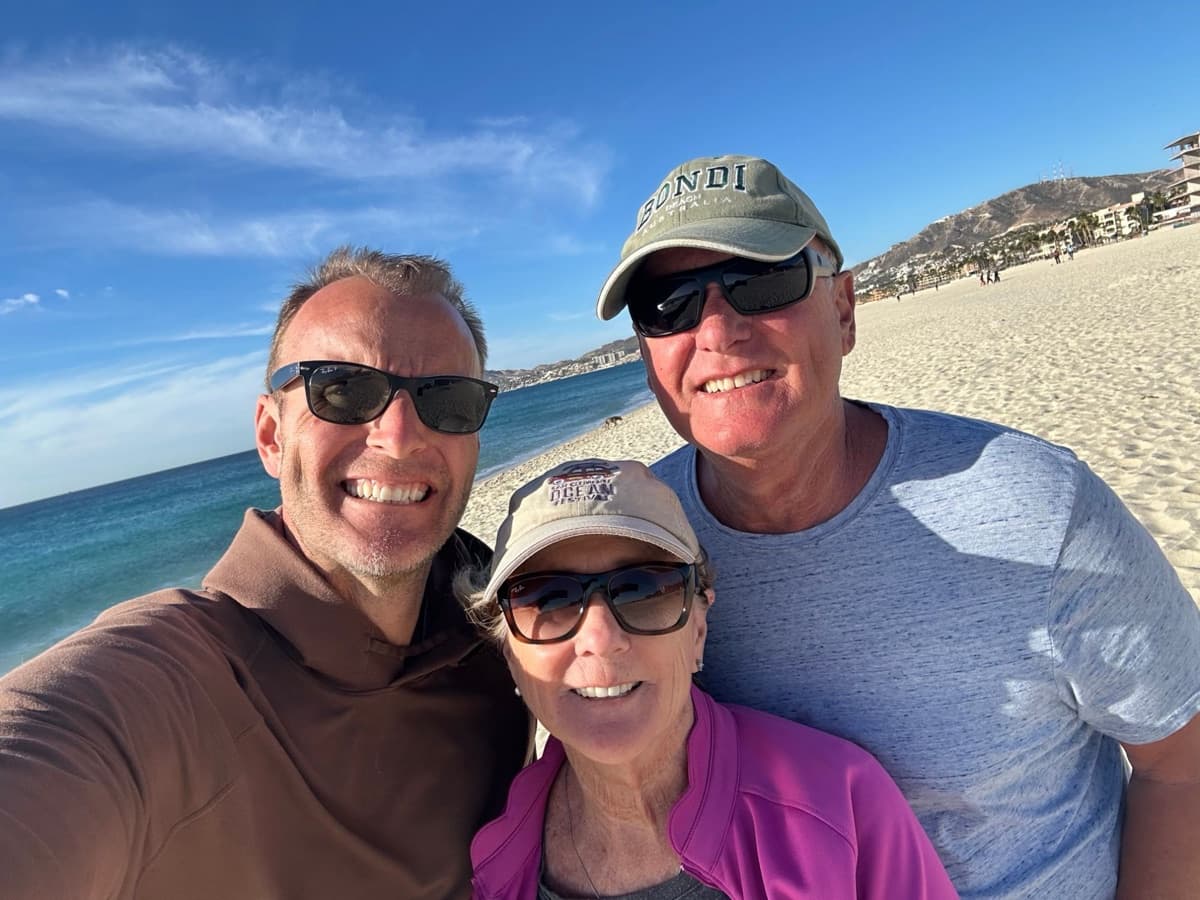 Jay with family at the beach